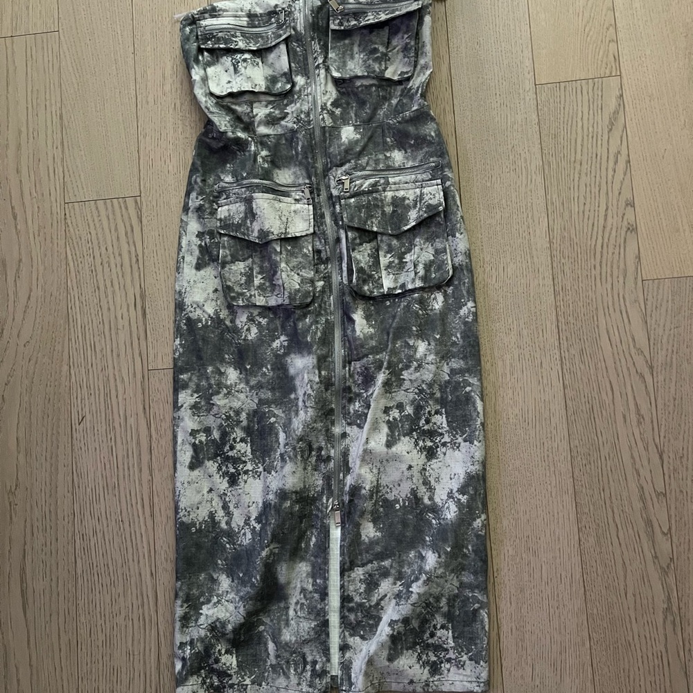 Camouflage Zip-Up Midi Dress